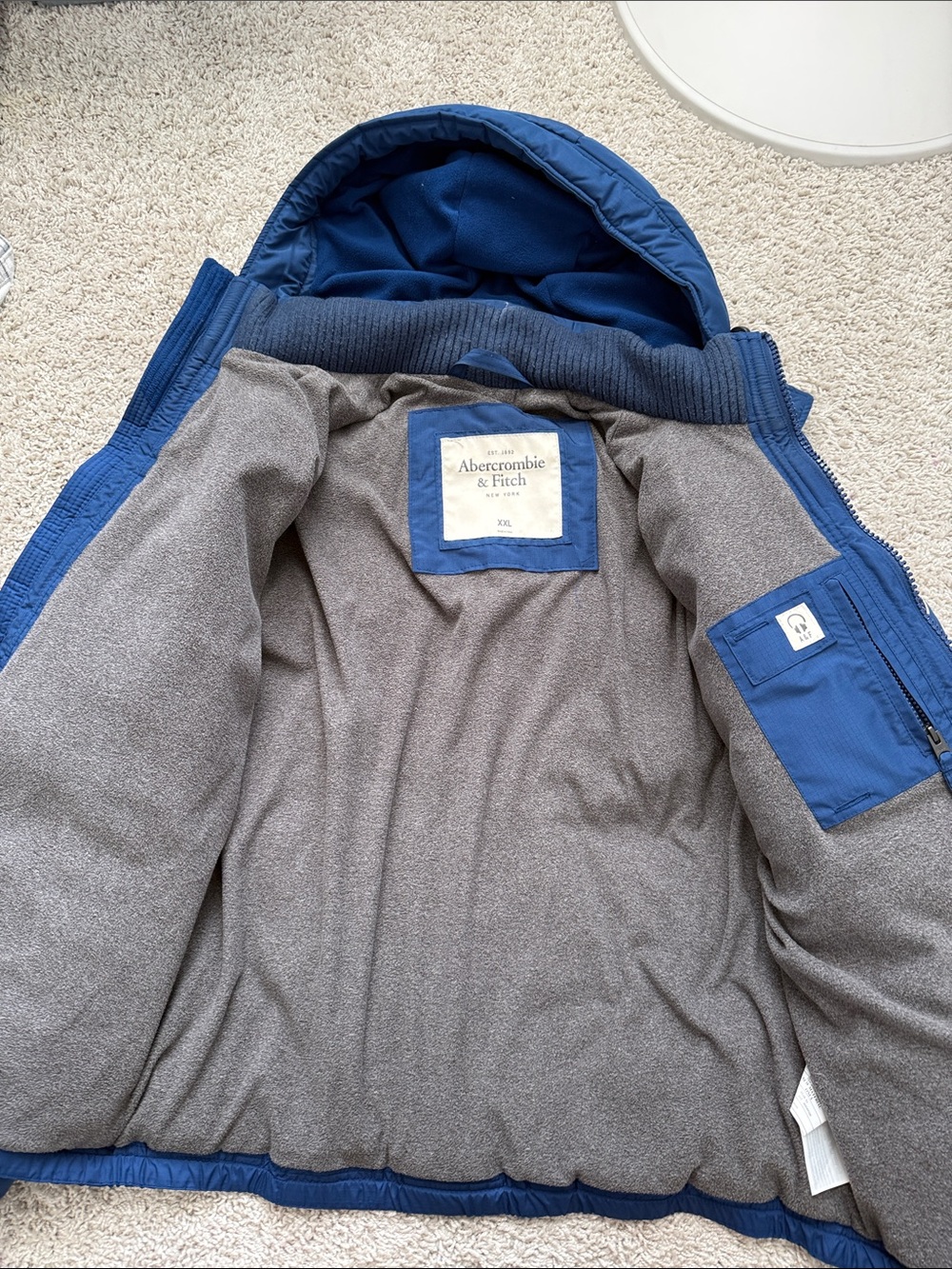 Abercrombie & Fitch Royal Blue Kids Puffer Jacket with Hood - Picture 3 of 5